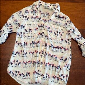 Express Palm Tree Print Portofino Shirt